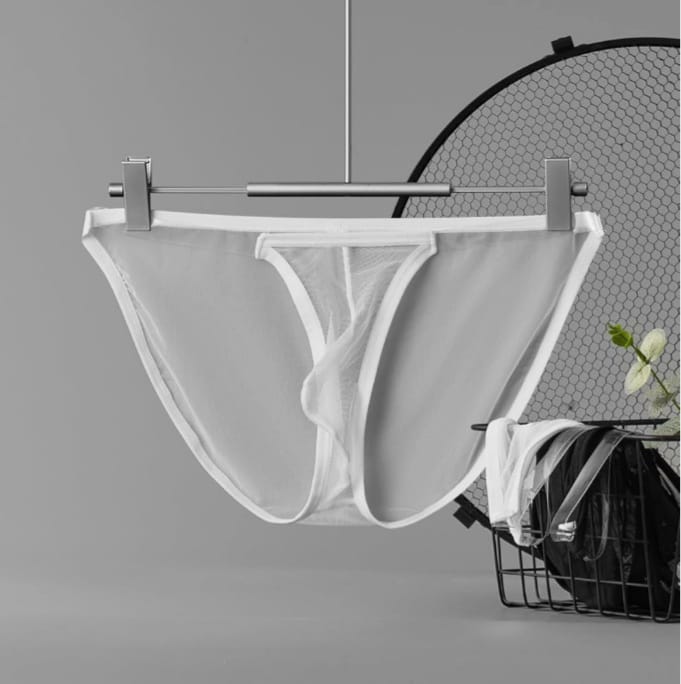 Men's Mesh Sheer Underwear Slim Sit See Through Briefs Breathable Underpants Transparent Briefs